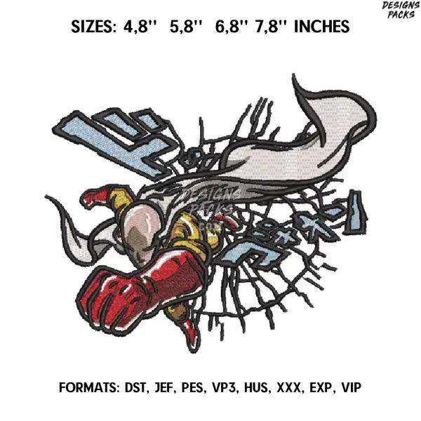 Saitama Embroidery Design File Pes, Anime pes design,. One punch man embroidery design
