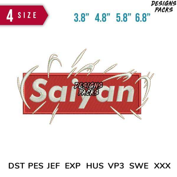 Saiyan embroidery design in 4 sizes, compatible with DST PES JEF formats for instant download