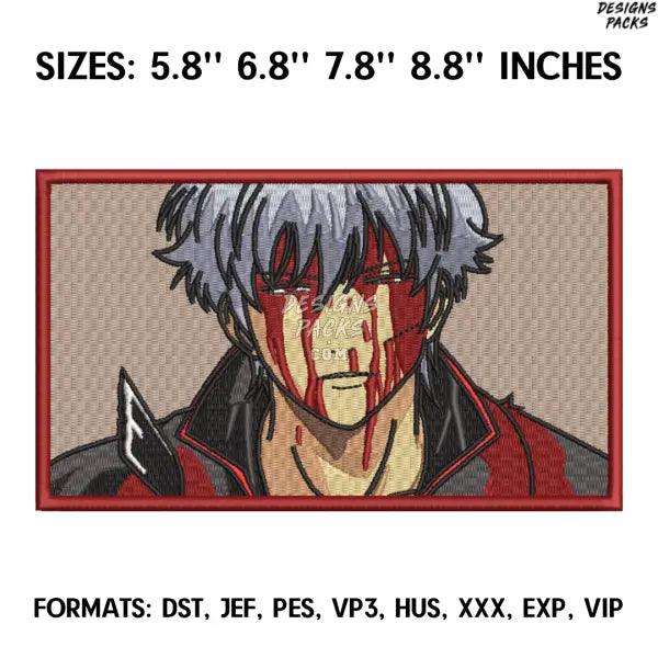 Sakata Gintoki Embroidery Design File, Gintama Anime Embroidery Design. Sakata Gintoki Anime Pes Design Brother