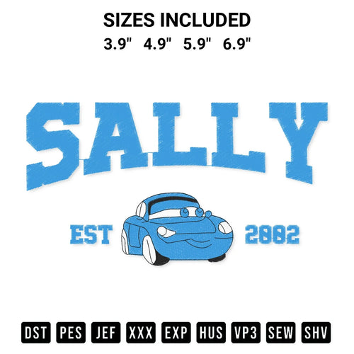 Sally Carrera Est 2002 Embroidery Design