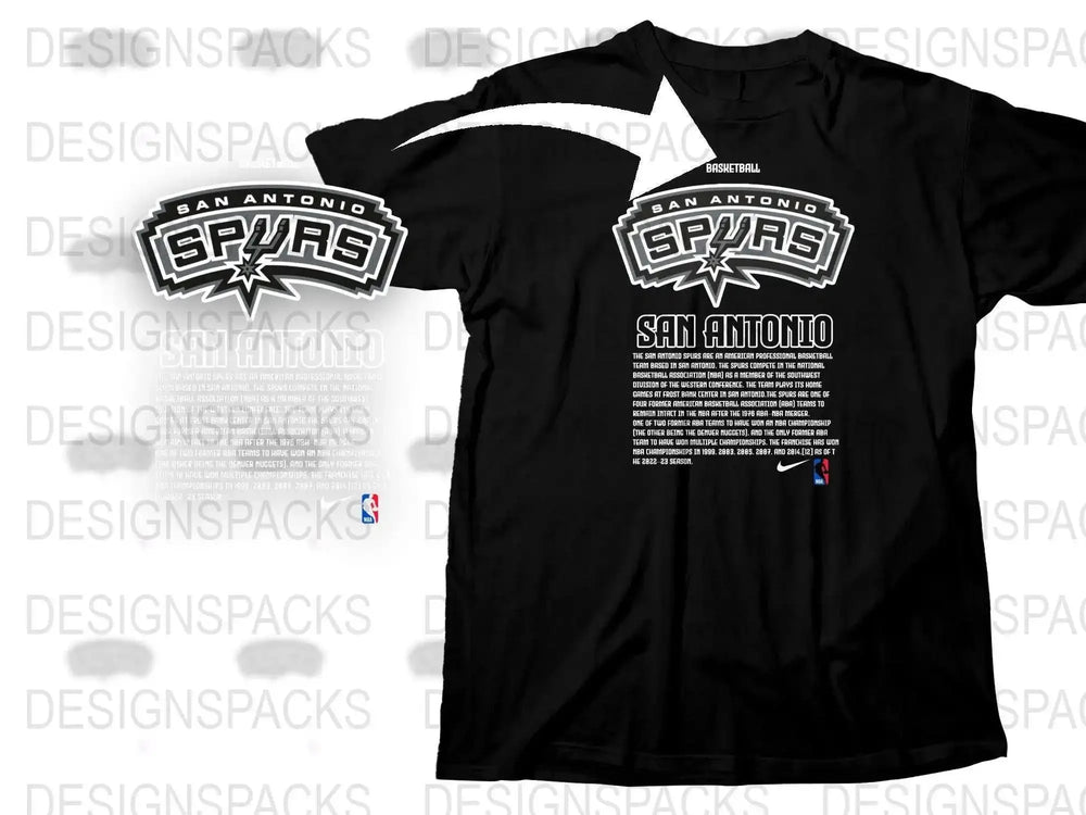 San Antonio Spurs Nike Black T-Shirt, Official NBA Apparel, Men's Sports Tee with Logo