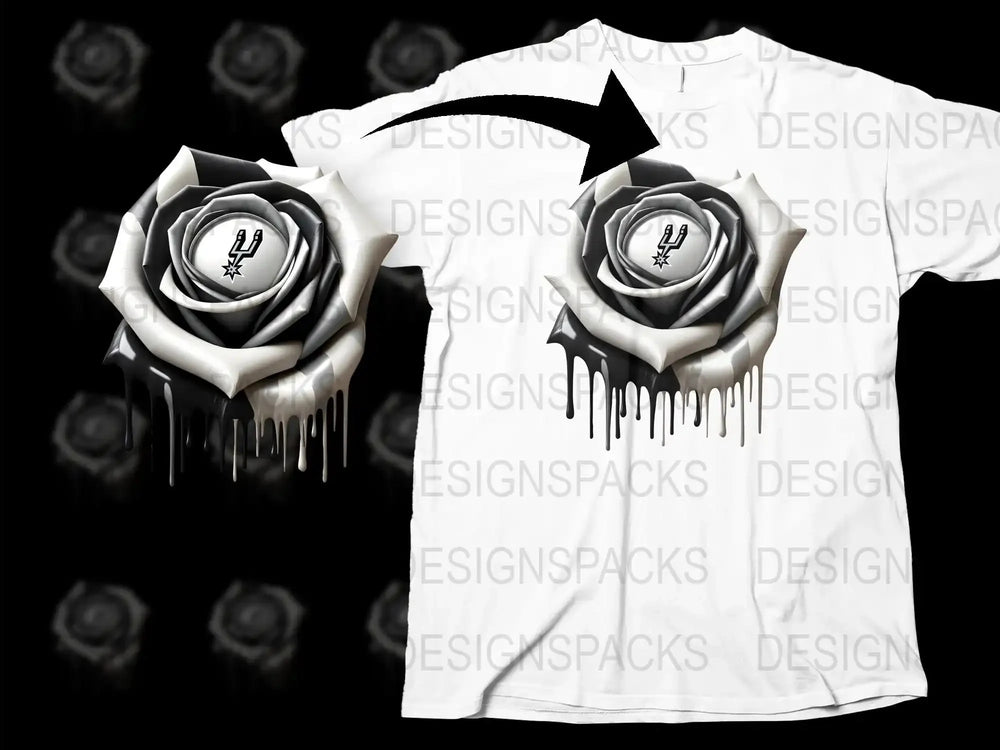 Unique White Rose Drip Design Graphic T-Shirt, Stylish Unisex Floral Tee, Trendy Flower Print Shirt for All Seasons