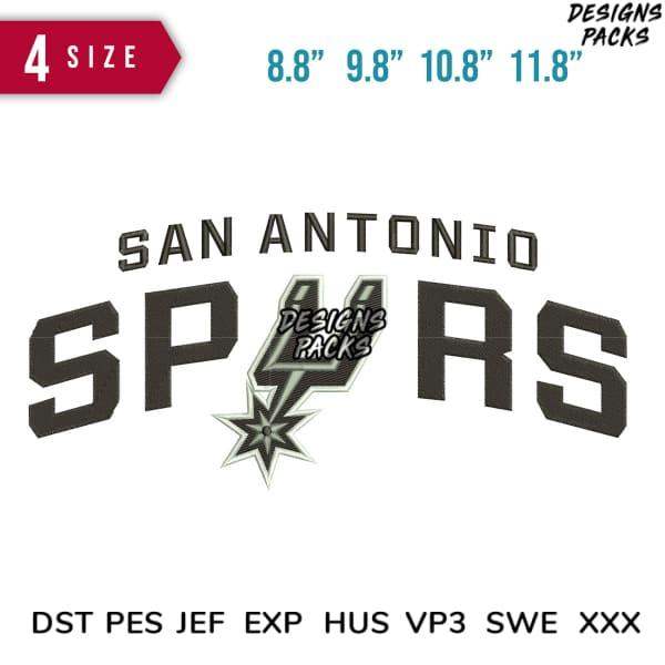 San Antonio Spurs logo design in 4 sizes for embroidery, DTF, DTG, and tumbler wraps