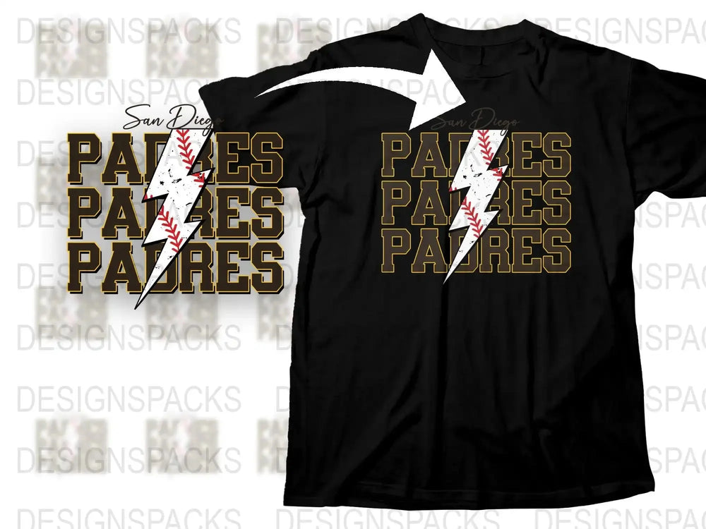 San Diego Padres Inspired T-Shirt, Baseball Graphic Tee, Black and Gold Design, Sports Fan Apparel
