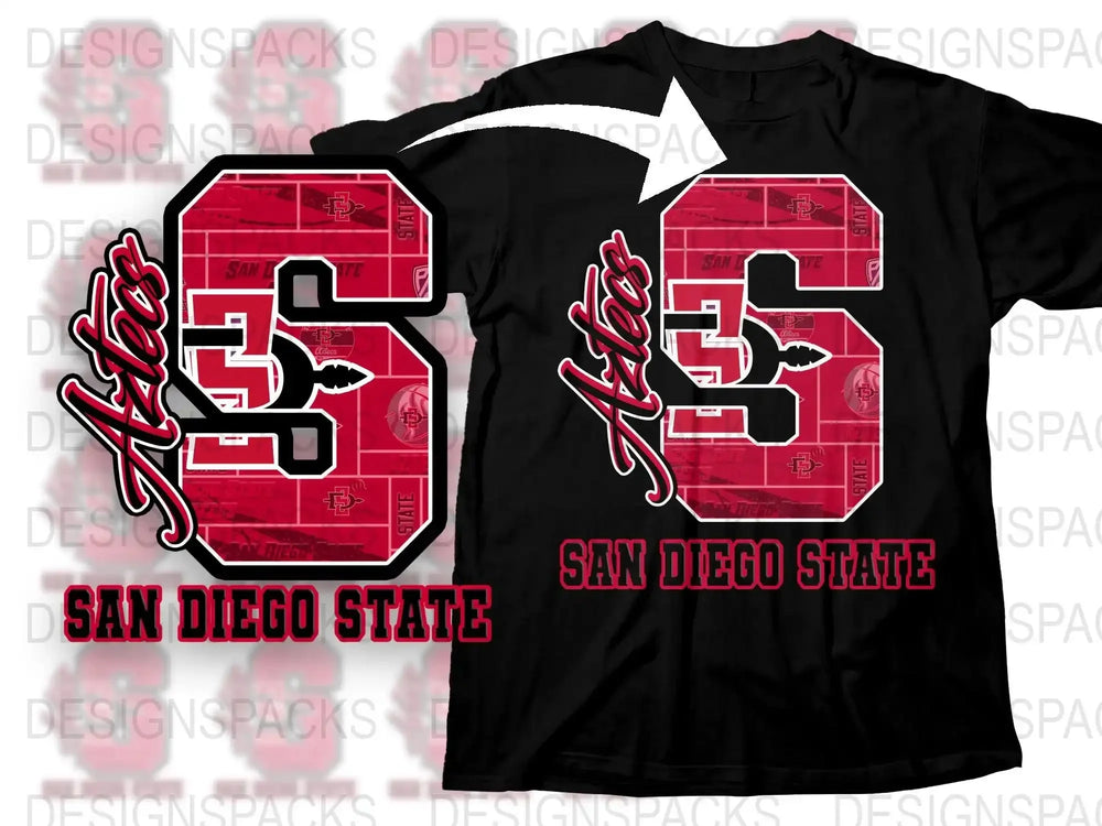 San Diego State Number 35 Sports Fan T-Shirt, Bold Red and White Design, Unisex Tee