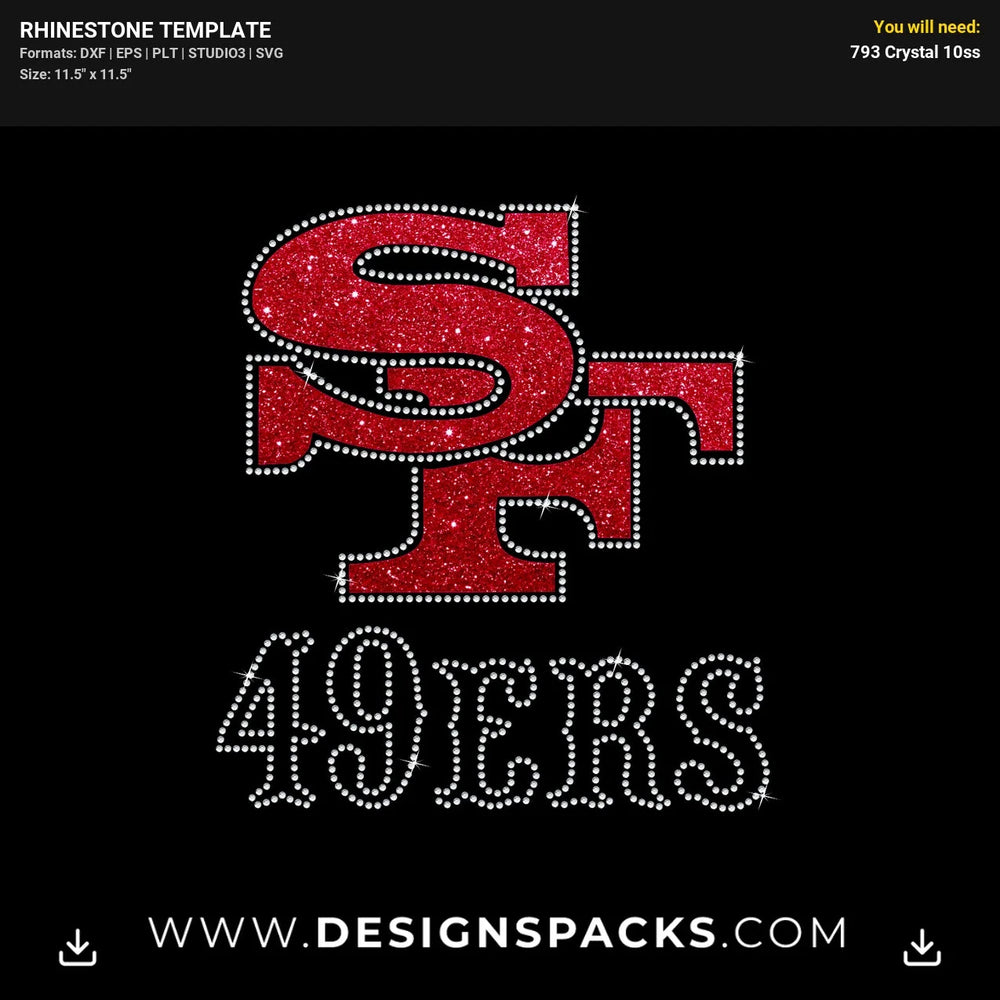 San Francisco 49Ers Bling Rhinestone Digital Template