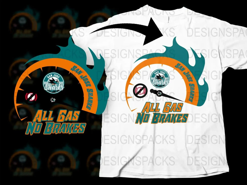 San Jose Sharks All Gas No Brakes Png Digital Download