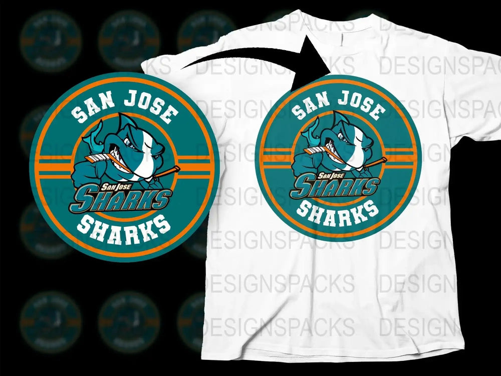 San Jose Sharks Logo Graphic Crewneck Men's Png Digital Download