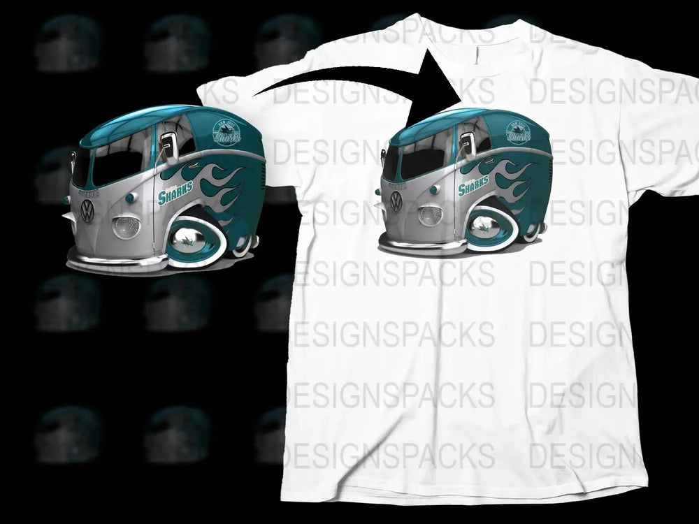 San Jose Sharks Logo on a Cool Car Design Png Digital Download