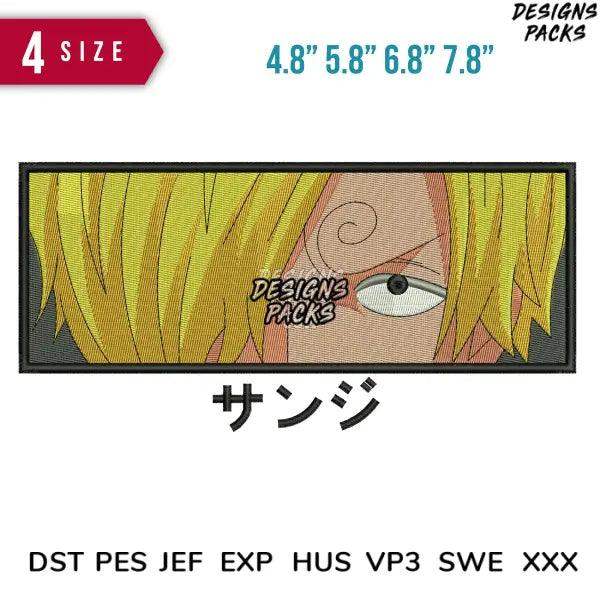 Sanji anime embroidery design in 4 sizes, print-ready PES DST formats for shirts, instant download