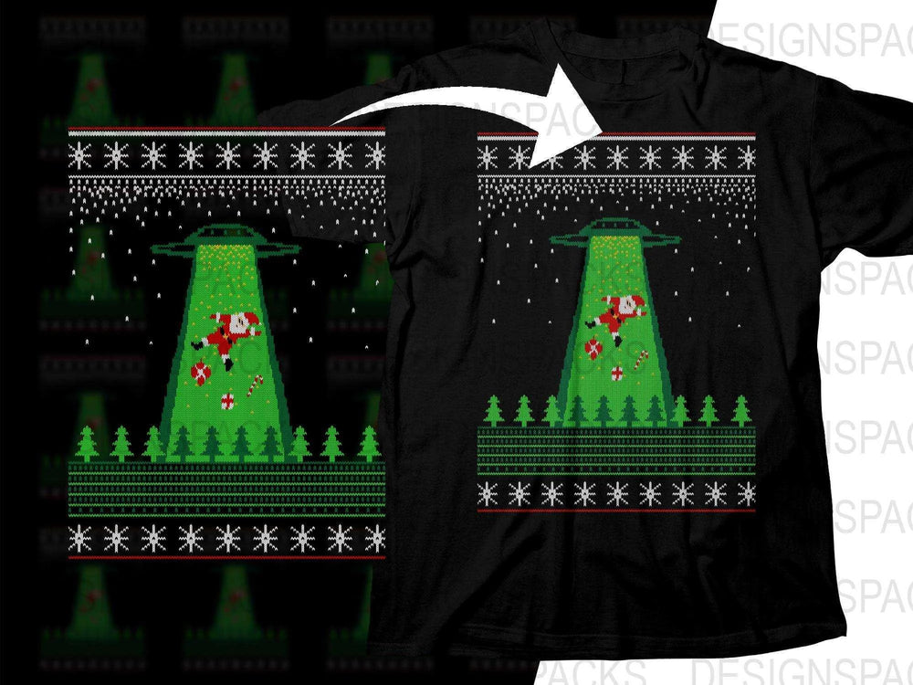 Santa Abducted By UFO UFO Christmas Png Digital Download