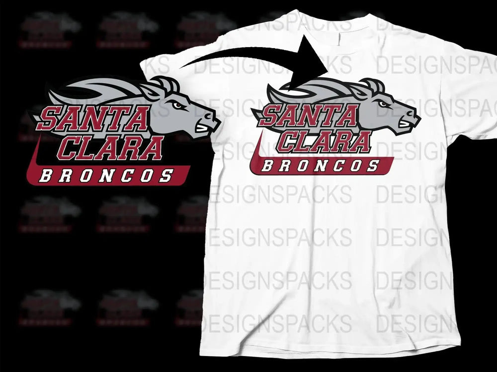 Santa Clara Broncos College Football Png Digital Download
