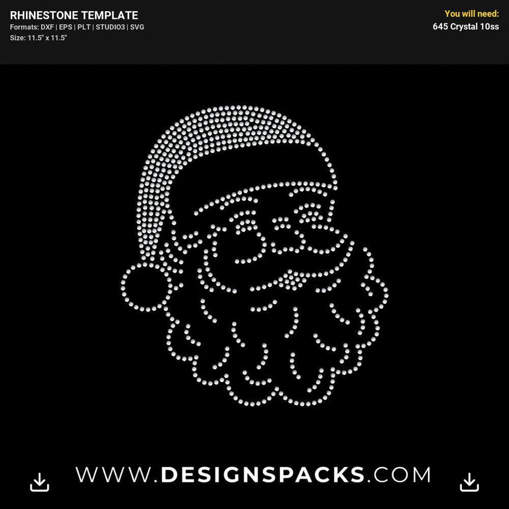 Santa Claus Face Rhinestone Digital Template