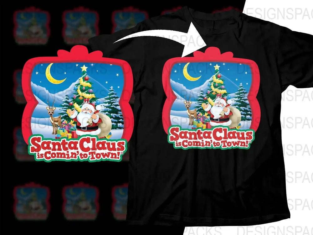 Santa Claus is Comin to Town Christmas Png Digital Download