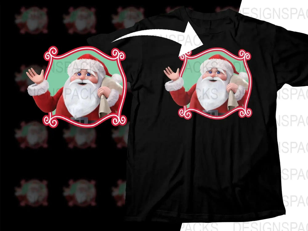 Santa Claus Waving Merry Christmas Graphic Png Digital Download