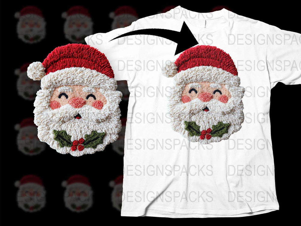 Festive Santa Claus Face Christmas T-Shirt, Holiday Graphic Tee, Unisex White Shirt for Xmas Party