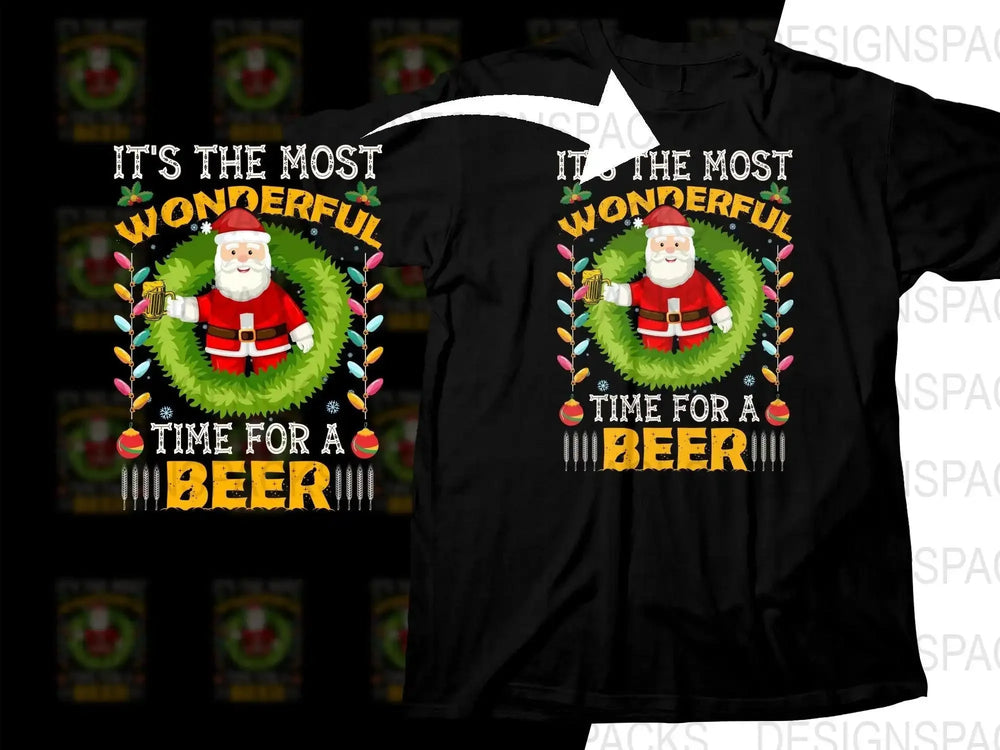 Santa Claus Wonderful Time for a Beer Christmas Png Digital Download