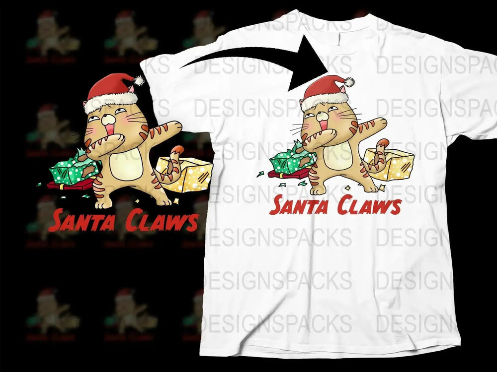 Santa Claws Christmas Png Digital Download for Cat Lovers