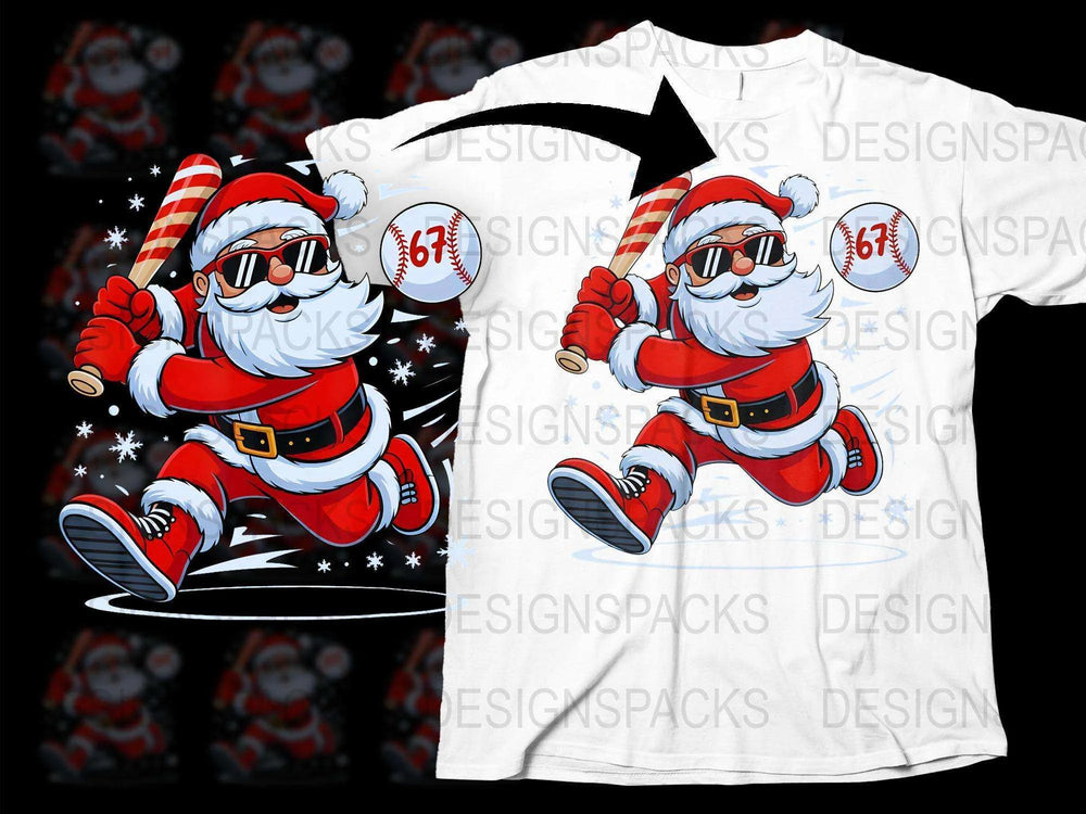 Festive Santa Baseball T-Shirt, Christmas Sports Graphic Tee, Holiday Casual Apparel for All Ages