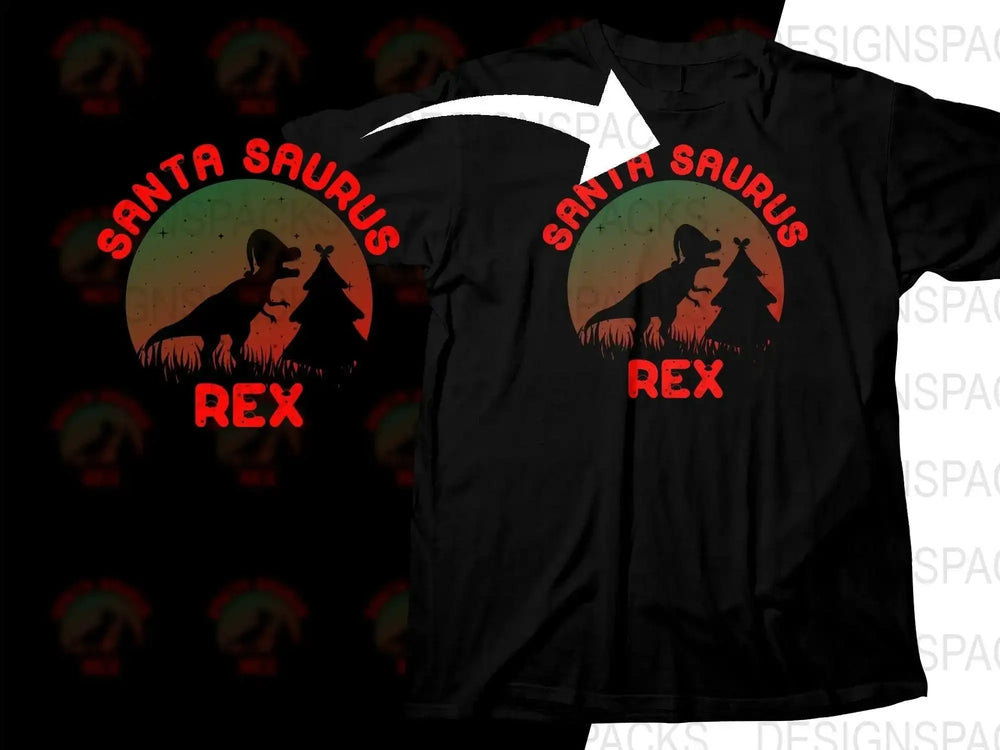 Santa Saurus Rex Christmas Dinosaur Png Digital Download