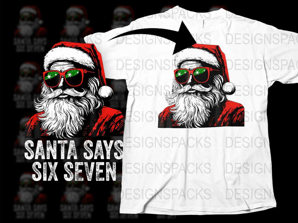 Hip Santa Claus T-Shirt, Christmas Graphic Tee, Cool Santa with Sunglasses and Headphones, Holiday Apparel for Adults and Teens, Festive