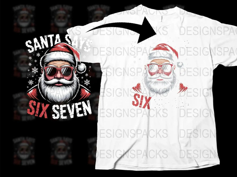 Santa Six Packs Fitness Christmas T-Shirt, Funny Workout Holiday Tee, Cool Santa Claus Gym Apparel