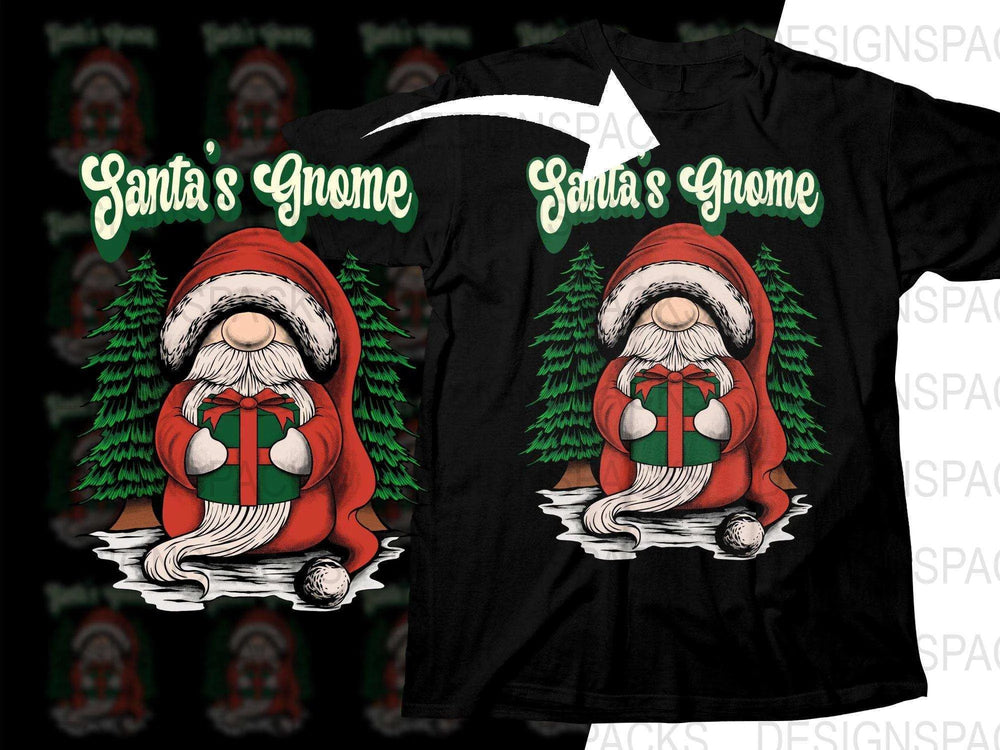 Santa's Gnome Christmas Graphic Tee Novelty Png Digital Download