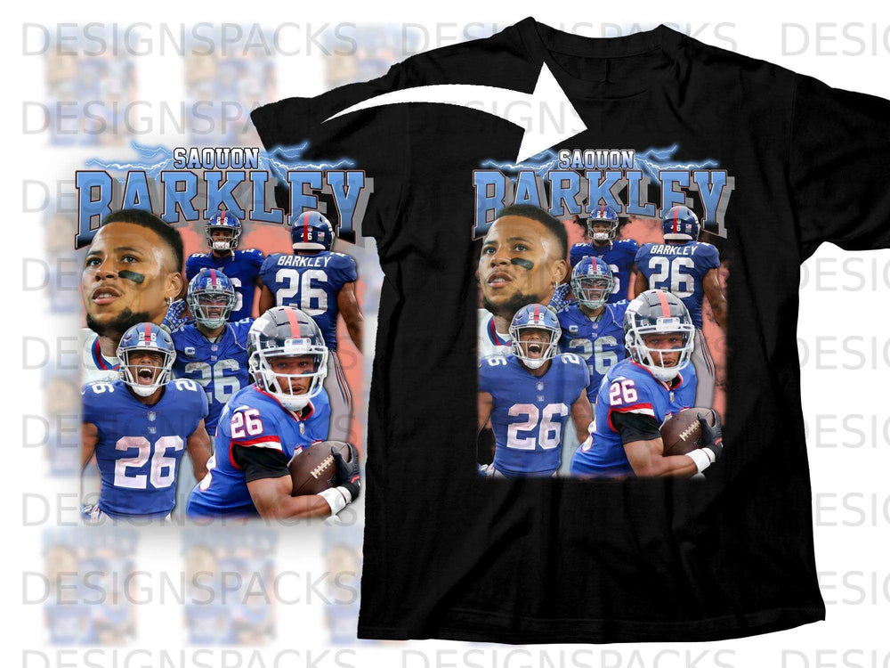 New York Giants Saquon Barkley football jersey t-shirt.