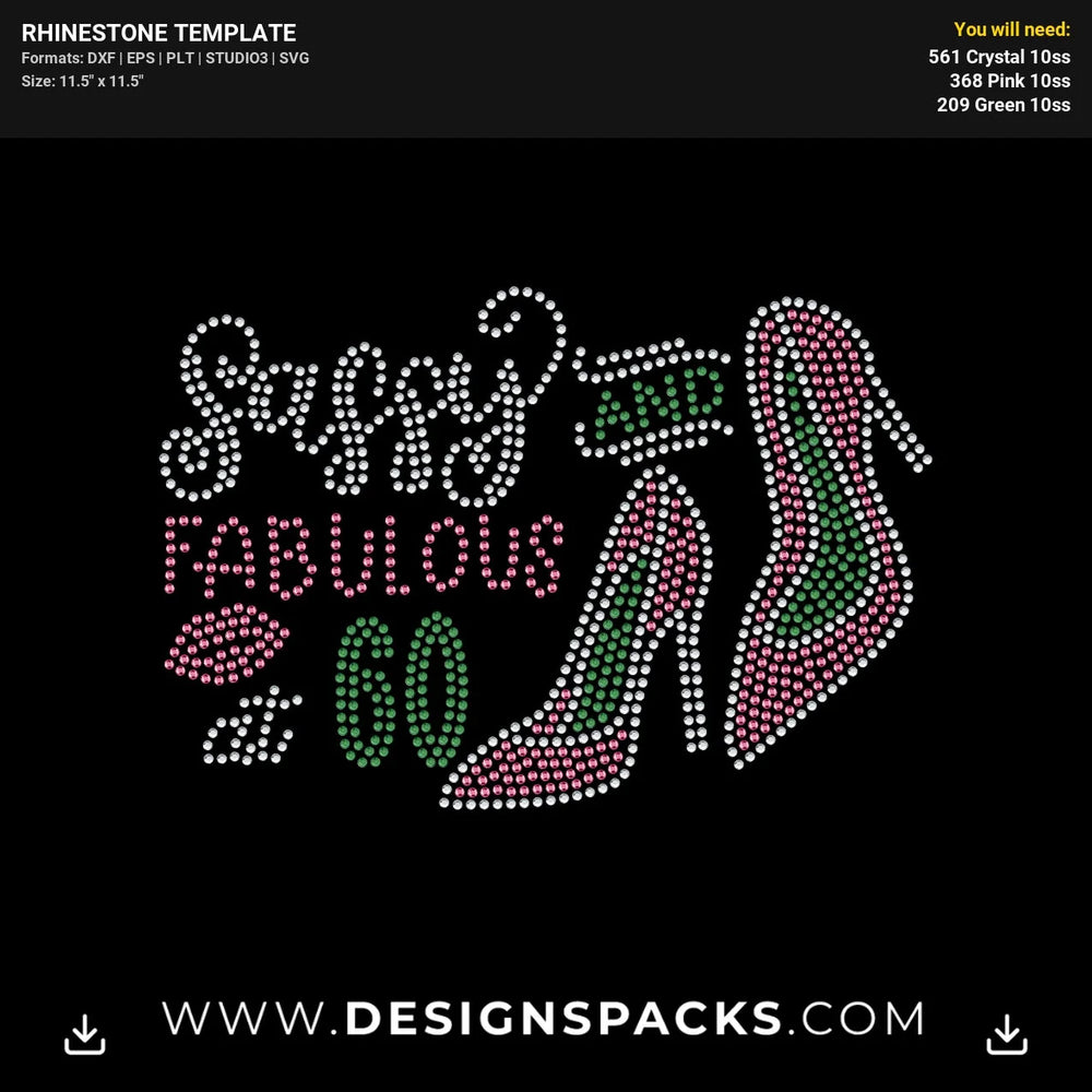 Sassy Fabulous Lips Heel Rhinestone Digital Template