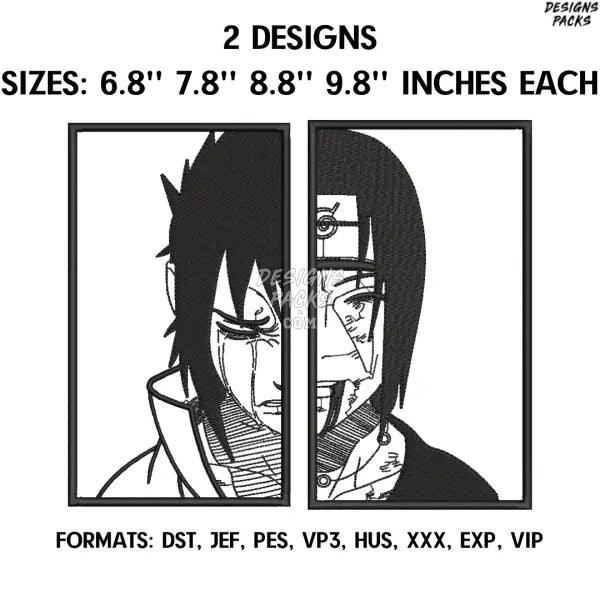 Sasuke and Itachi Embroidery Design File, Naruto Anime Embroidery Design,, Anime Design Pes