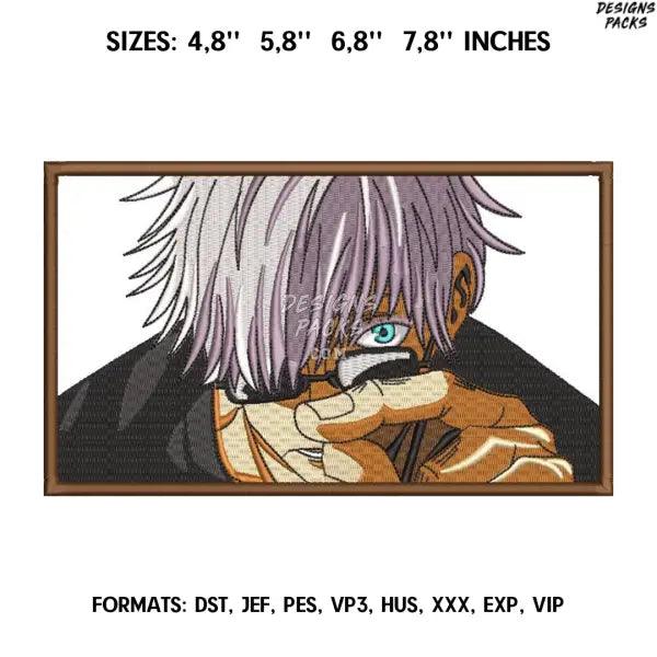 Satoru Gojo Embroidery Design File Pes, Anime file Jujutsu Kaisen, Embroidery Pattern. Naruto art 4,8/5,8/6,8/7,8 inch