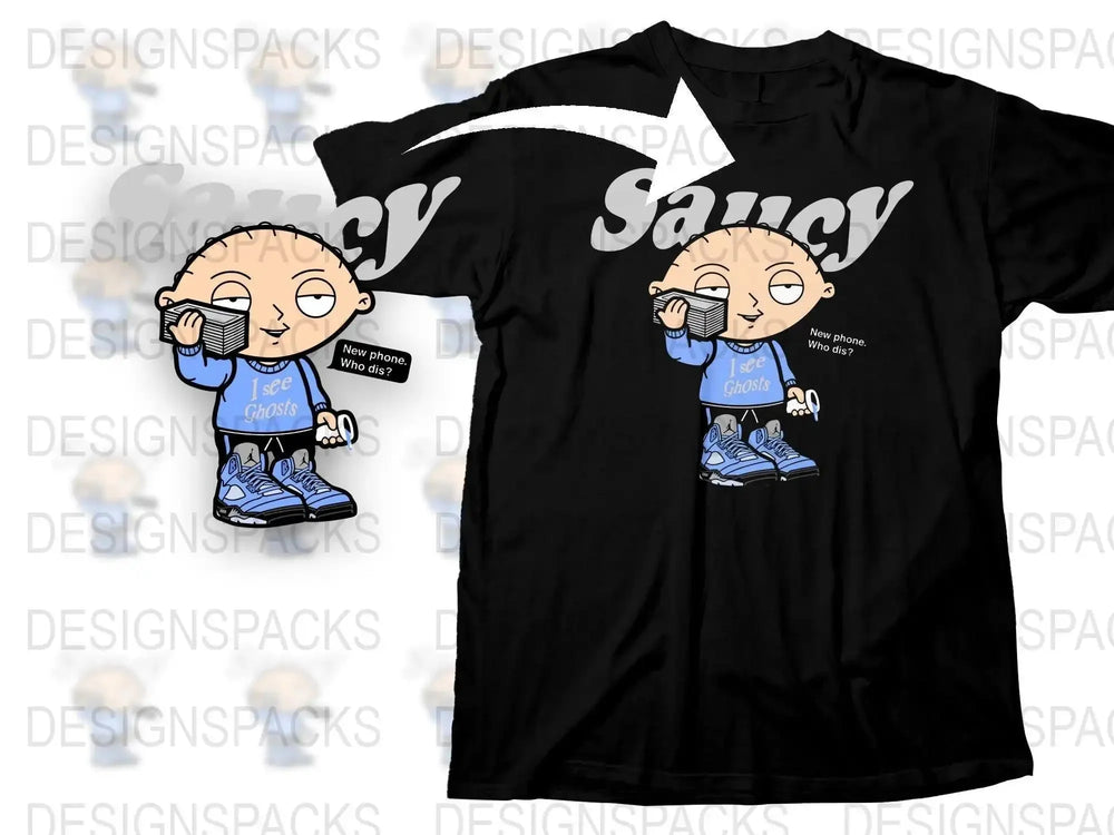 Saucy Character with Stack of Cash Graphic Png Digital Download'