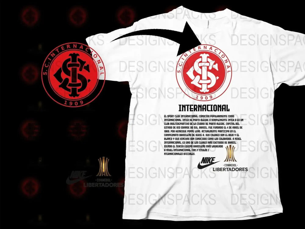S.C. Internacional Club Crest Soccer Fan Gear Png Digital Download