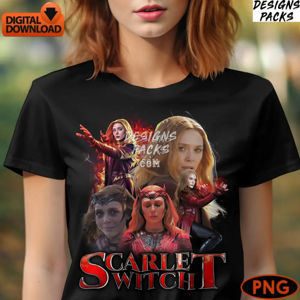 Scarlet Witch Digital Art Print Marvel Inspired Fantasy Png Instant Download Fan