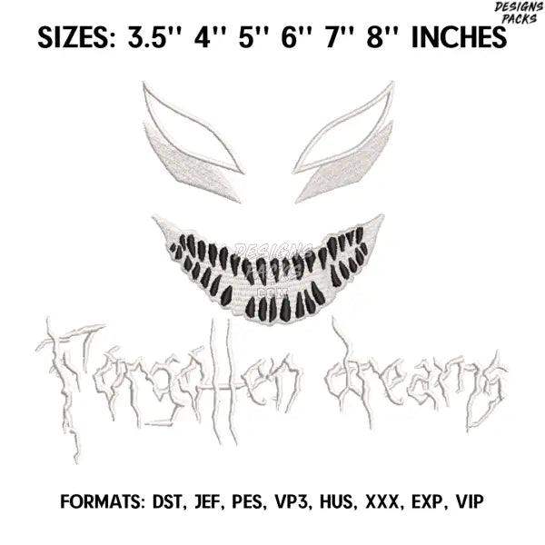 Scary Face Embroidery Design File, Machine Embroidery design, Anime Pes Design Brother, Instant Download