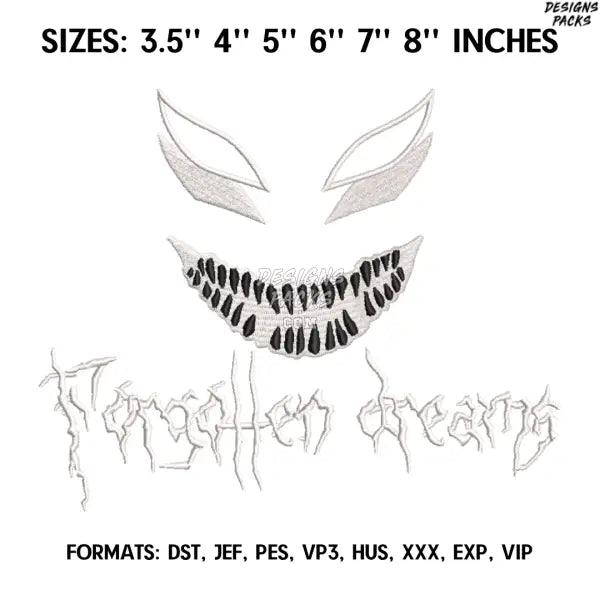 Scary Face Embroidery Design File, Machine Embroidery design, Anime Pes Design Brother, Instant Download