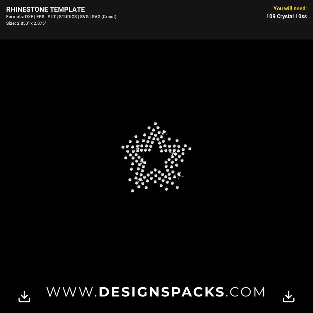 Scatter Star Face Mask Pattern Rhinestone Digital Template