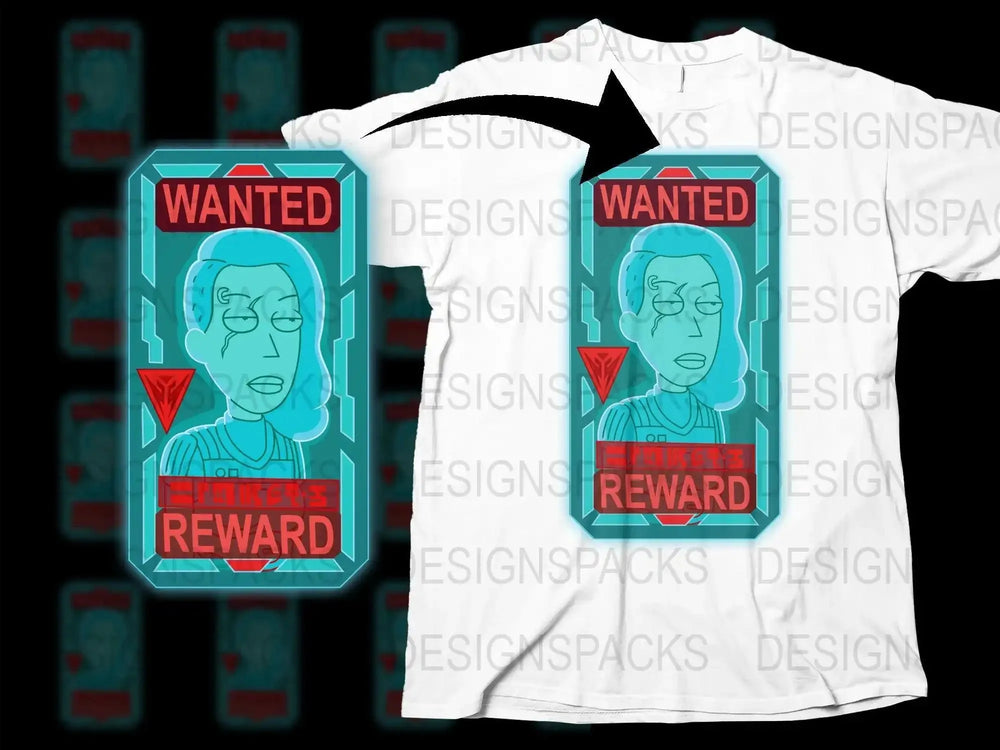 Sci-Fi Wanted Poster Design with Unique Character Png Digital Download
