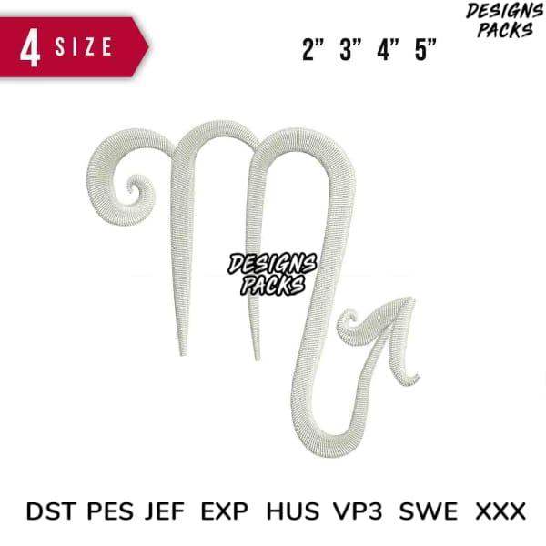 Scorpio zodiac embroidery design in 4 sizes, compatible with DST PES JEF formats for instant download