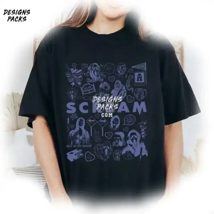 Scream Doodle Art Design Horror Movie Halloween Png