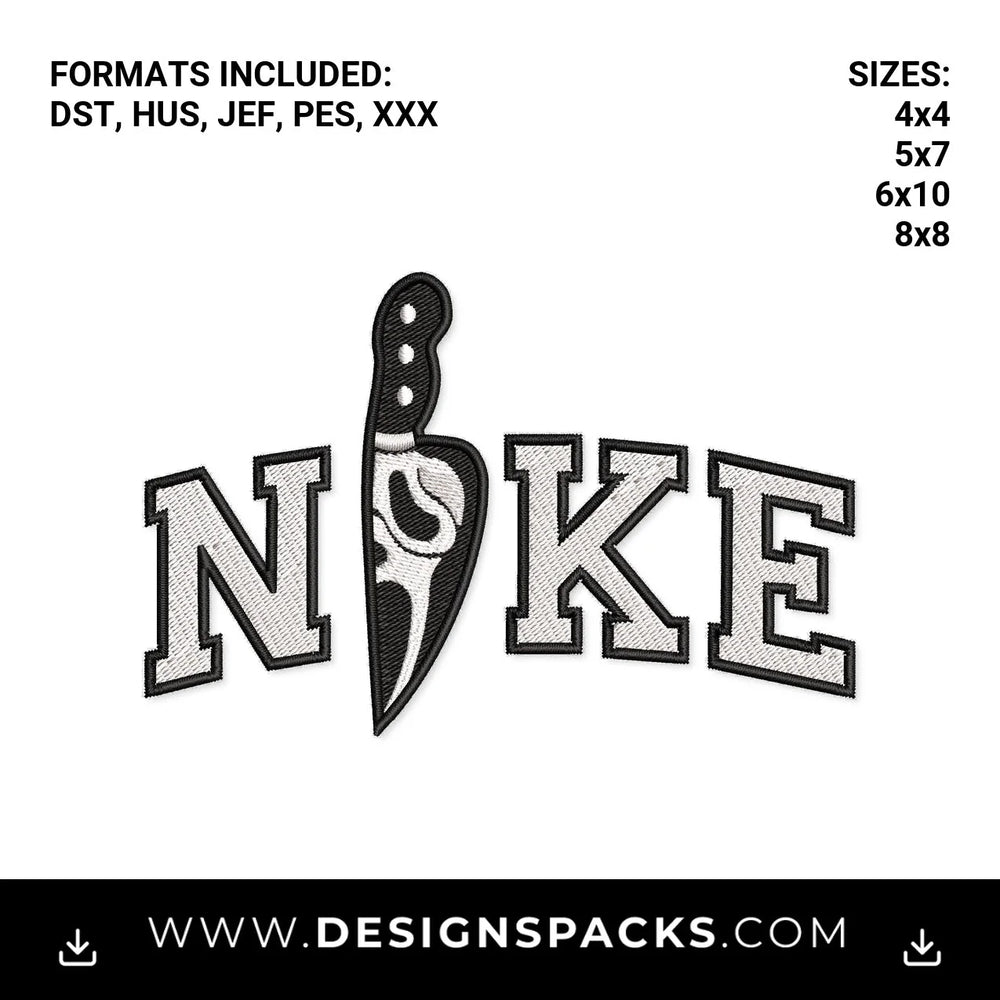 Scream Ghostface Knife Varsity Parody Embroidery Design - Instant digital download pattern at Designspacks.com