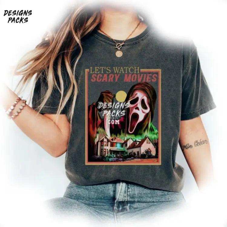Scream Halloween Ghost Let’s Watch Scary Movie Png Design