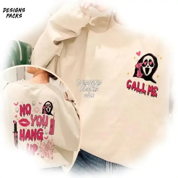 Scream No You Hang Up Scary Movie Halloween Png Design