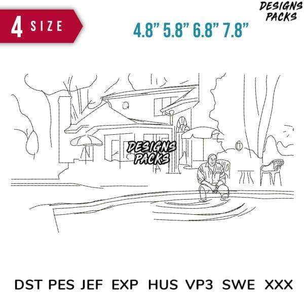 Print-ready embroidery design with 4 sizes, compatible with DST PES JEF formats for crafting projects.