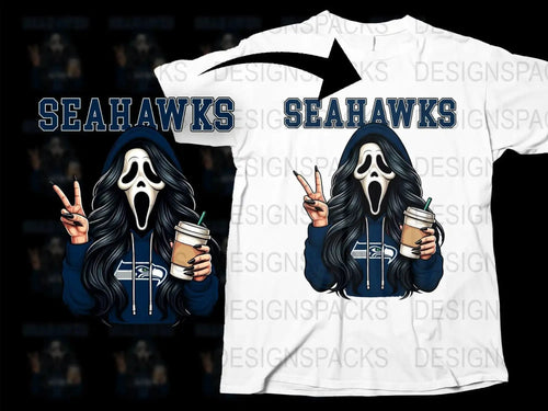 Seahawks NFL Team GhostFace Scream Girl Png Digital Download