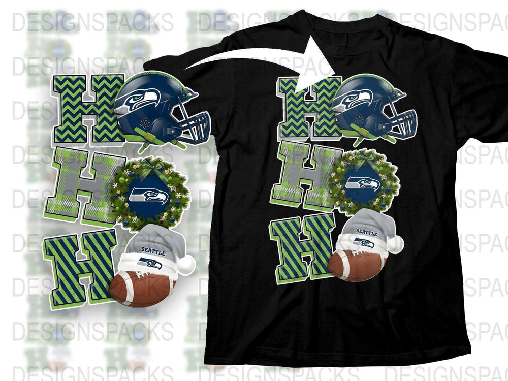Seattle Football Team T-Shirt, Plush Toy Set, Fan Merchandise, Navy Green White, Sports Apparel