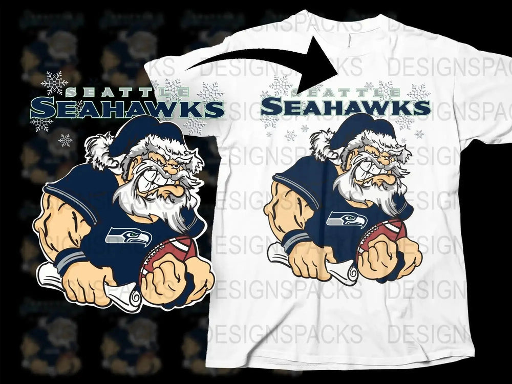 SEAHAWKS Team Christmas Football Santa Png Digital Download