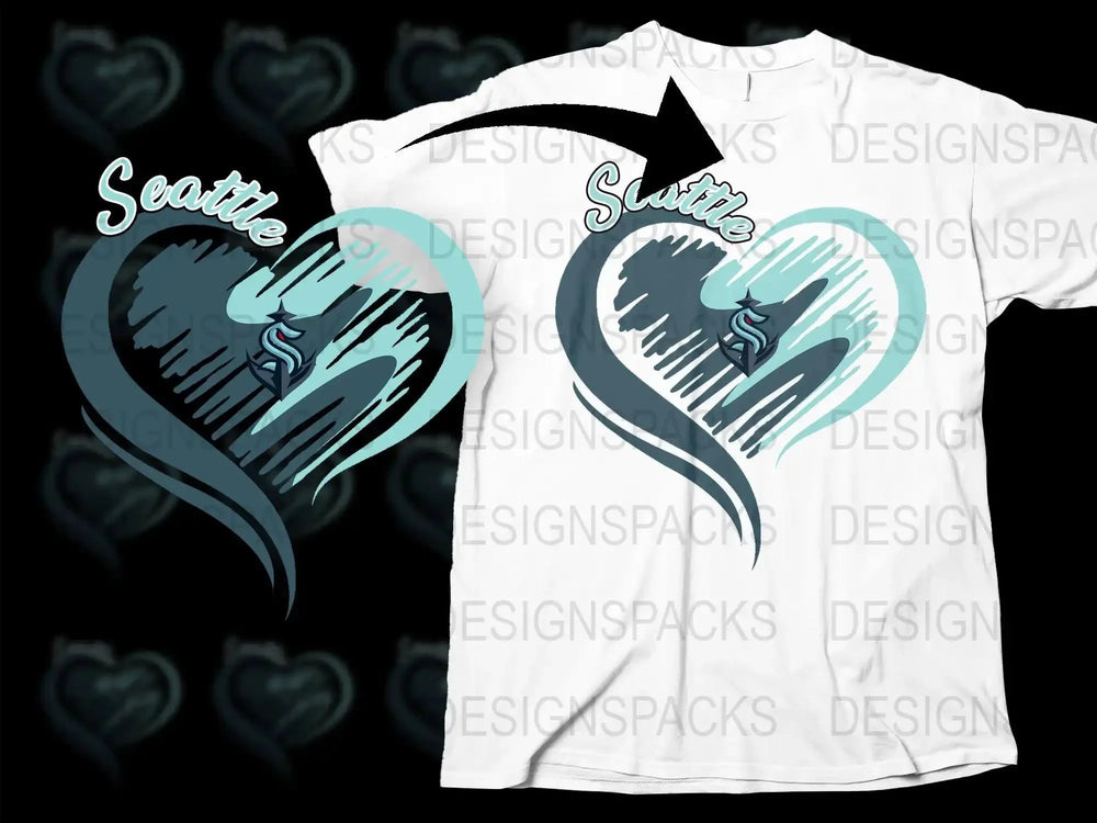 Seattle Hockey Team Heart Seattle Kraken Png Digital Download