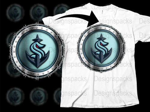 Stylish Blue Shield and Silver Sword Graphic T-Shirt, Unisex Medieval Fantasy Tee