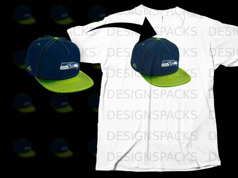 Seattle Seahawks Hat Graphic on White Shirt